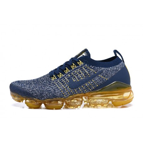 W/M Nike Air VaporMax Flyknit 3 Blue Yellow Running Shoes AJ6900 444